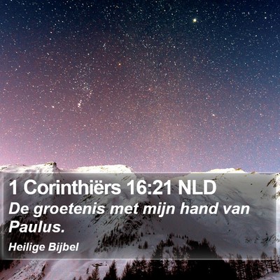 1 Corinthiërs 16:21 NLD Bible Verse Image