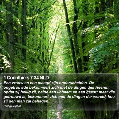 1 Corinthiërs 7:34 NLD Bible Verse Image