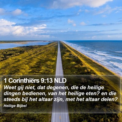 1 Corinthiërs 9:13 NLD Bible Verse Image