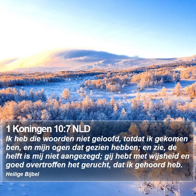 1 Koningen 10:7 NLD Bible Verse Image