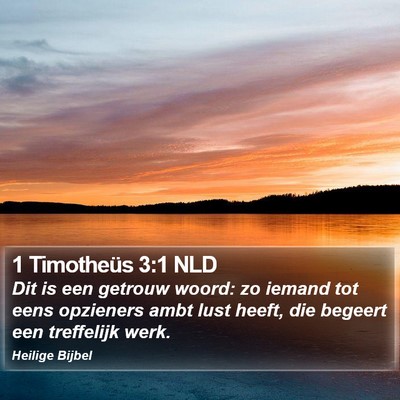 1 Timotheüs 3:1 NLD Bible Verse Image
