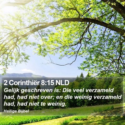 2 Corinthiër 8:15 NLD Bible Verse Image