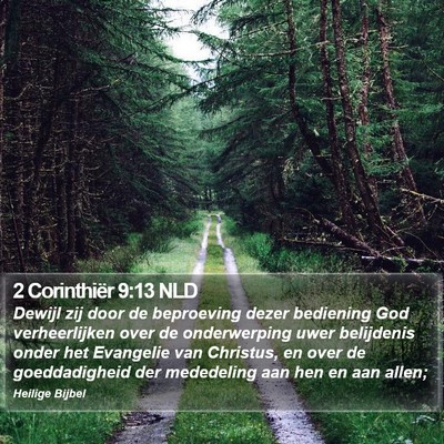 2 Corinthiër 9:13 NLD Bible Verse Image