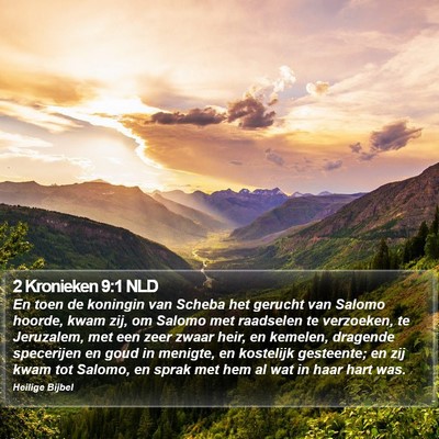 2 Kronieken 9:1 NLD Bible Verse Image