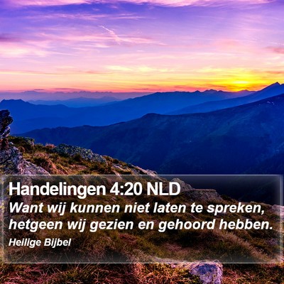 Handelingen 4:20 NLD Bible Verse Image