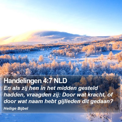 Handelingen 4:7 NLD Bible Verse Image