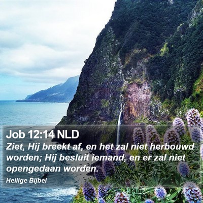 Job 12:14 NLD Bible Verse Image