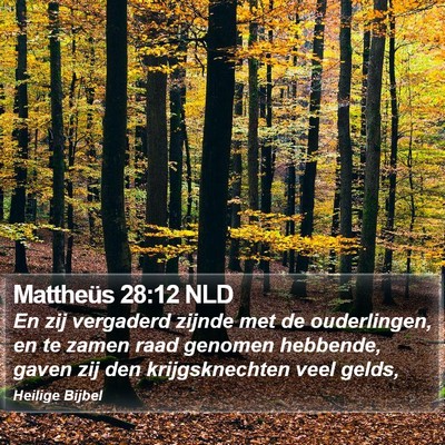 Mattheüs 28:12 NLD Bible Verse Image