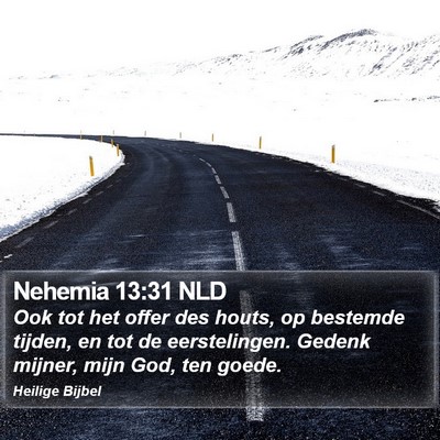 Nehemia 13:31 NLD Bible Verse Image
