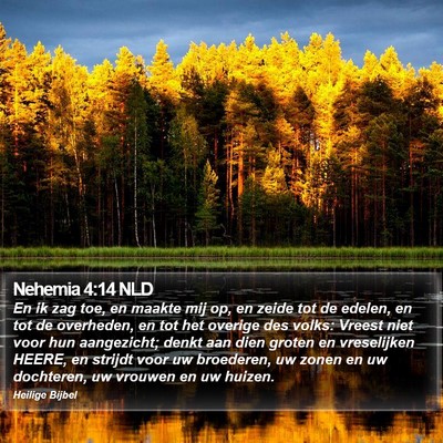 Nehemia 4:14 NLD Bible Verse Image