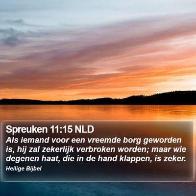 Spreuken 11:15 NLD Bible Verse Image