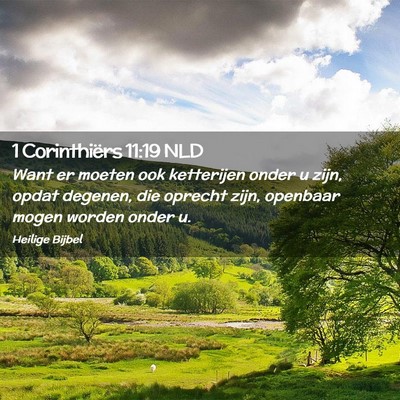 Picture 02 - 1 Corinthiërs 11:19 NLD - Want er moeten ook ketterijen onder u zijn, opdat - Bible Verse Picture