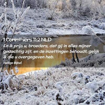 Picture 02 - 1 Corinthiërs 11:2 NLD - En ik prijs u, broeders, dat gij in alles mijner - Bible Verse Picture