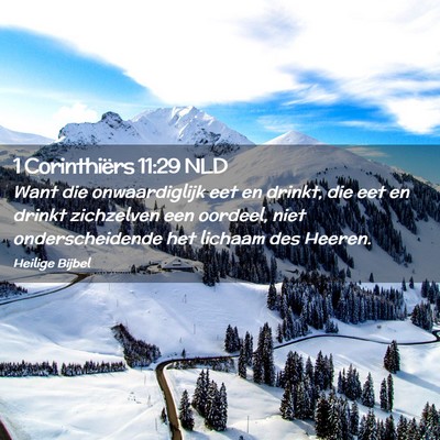 Picture 02 - 1 Corinthiërs 11:29 NLD - Want die onwaardiglijk eet en drinkt, die eet en - Bible Verse Picture
