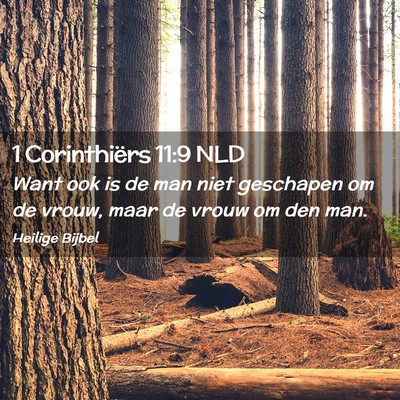 Picture 02 - 1 Corinthiërs 11:9 NLD - Want ook is de man niet geschapen om de vrouw, - Bible Verse Picture
