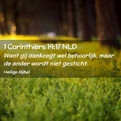 Picture 02 - 1 Corinthiërs 14:17 NLD - Want gij dankzegt wel behoorlijk, maar de ander - Bible Verse Picture