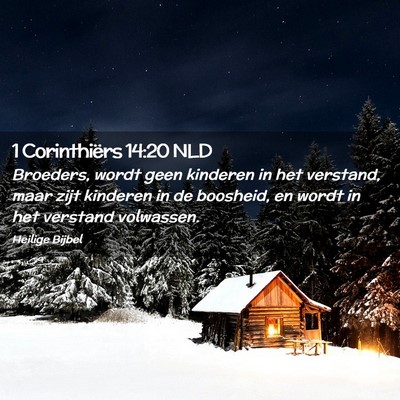 Picture 02 - 1 Corinthiërs 14:20 NLD - Broeders, wordt geen kinderen in het verstand, - Bible Verse Picture