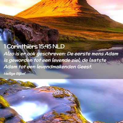 Picture 02 - 1 Corinthiërs 15:45 NLD - Alzo is er ook geschreven: De eerste mens Adam is - Bible Verse Picture