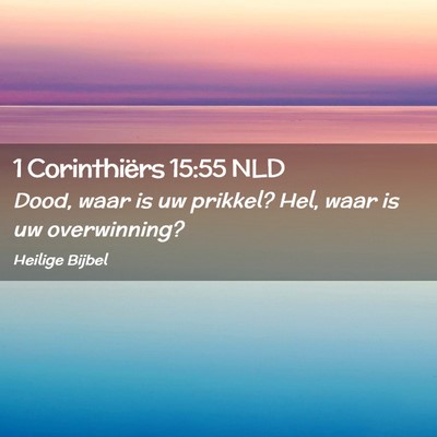 Picture 02 - 1 Corinthiërs 15:55 NLD - Dood, waar is uw prikkel? Hel, waar is uw - Bible Verse Picture