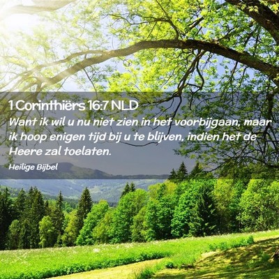 Picture 02 - 1 Corinthiërs 16:7 NLD - Want ik wil u nu niet zien in het voorbijgaan, - Bible Verse Picture