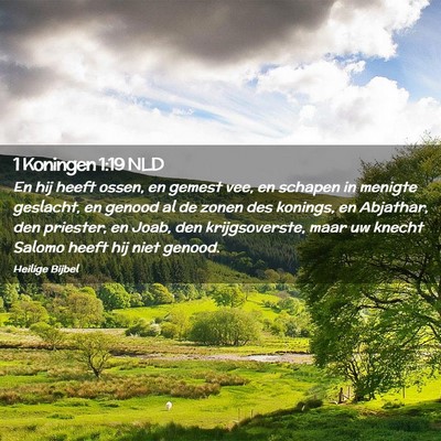 Picture 02 - 1 Koningen 1:19 NLD - En hij heeft ossen, en gemest vee, en schapen in - Bible Verse Picture