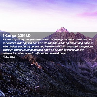 Picture 02 - 1 Koningen 2:26 NLD - En tot Abjathar, den priester, zeide de koning: - Bible Verse Picture