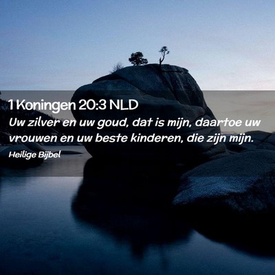 Picture 02 - 1 Koningen 20:3 NLD - Uw zilver en uw goud, dat is mijn, daartoe uw - Bible Verse Picture