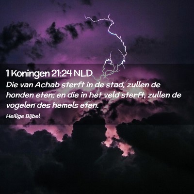 Picture 02 - 1 Koningen 21:24 NLD - Die van Achab sterft in de stad, zullen de honden - Bible Verse Picture