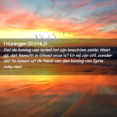 Picture 02 - 1 Koningen 22:3 NLD - Dat de koning van Israel tot zijn knechten zeide: - Bible Verse Picture