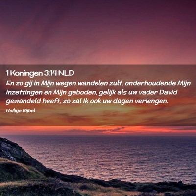 Picture 02 - 1 Koningen 3:14 NLD - En zo gij in Mijn wegen wandelen zult, - Bible Verse Picture