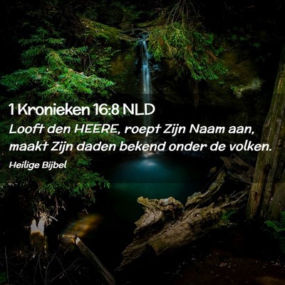 Picture 02 - 1 Kronieken 16:8 NLD - Looft den HEERE, roept Zijn Naam aan, maakt Zijn - Bible Verse Picture