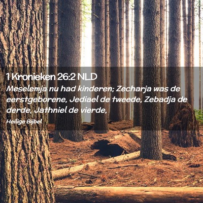 Picture 02 - 1 Kronieken 26:2 NLD - Meselemja nu had kinderen; Zecharja was de - Bible Verse Picture