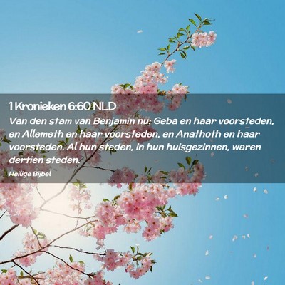 Picture 02 - 1 Kronieken 6:60 NLD - Van den stam van Benjamin nu: Geba en haar - Bible Verse Picture