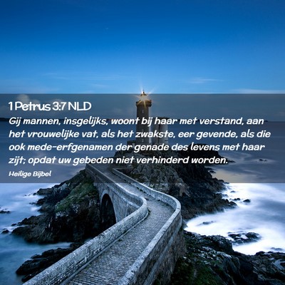 Picture 02 - 1 Petrus 3:7 NLD - Gij mannen, insgelijks, woont bij haar met - Bible Verse Picture