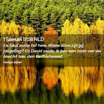 Picture 02 - 1 Samuël 17:58 NLD - En Saul zeide tot hem: Wiens zoon zijt gij, - Bible Verse Picture