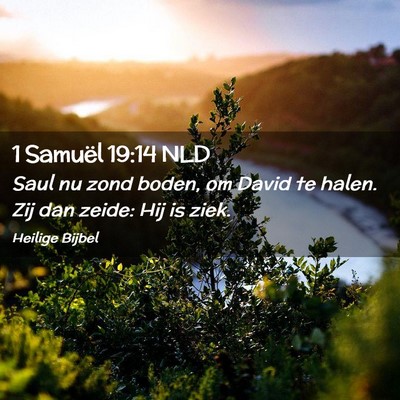 Picture 02 - 1 Samuël 19:14 NLD - Saul nu zond boden, om David te halen. Zij dan - Bible Verse Picture