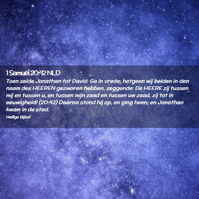 Picture 02 - 1 Samuël 20:42 NLD - Toen zeide Jonathan tot David: Ga in vrede; - Bible Verse Picture