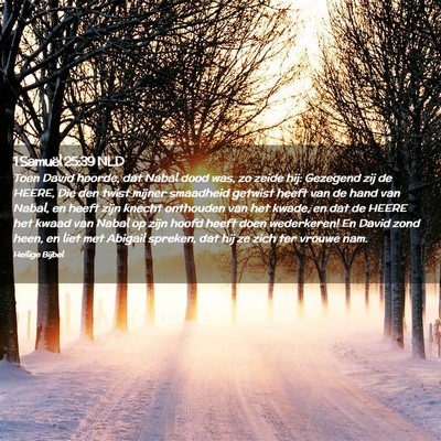 Picture 02 - 1 Samuël 25:39 NLD - Toen David hoorde, dat Nabal dood was, zo zeide - Bible Verse Picture