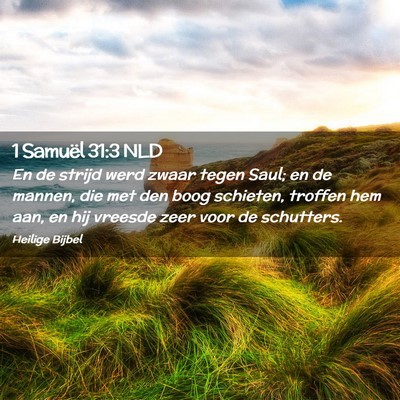 Picture 02 - 1 Samuël 31:3 NLD - En de strijd werd zwaar tegen Saul; en de mannen, - Bible Verse Picture