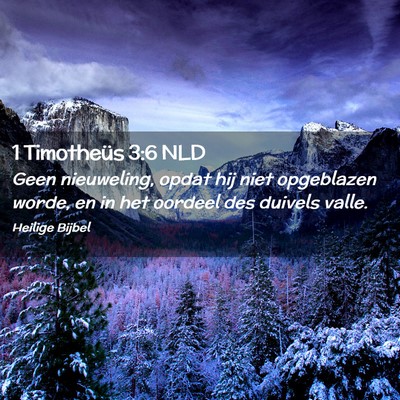 Picture 02 - 1 Timotheüs 3:6 NLD - Geen nieuweling, opdat hij niet opgeblazen worde, - Bible Verse Picture