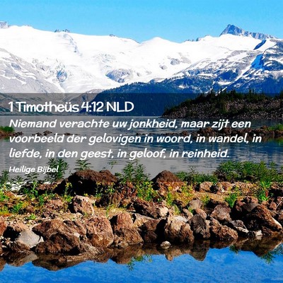 Picture 02 - 1 Timotheüs 4:12 NLD - Niemand verachte uw jonkheid, maar zijt een - Bible Verse Picture
