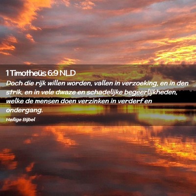 Picture 02 - 1 Timotheüs 6:9 NLD - Doch die rijk willen worden, vallen in - Bible Verse Picture