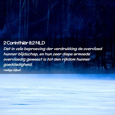 Picture 02 - 2 Corinthiër 8:2 NLD - Dat in vele beproeving der verdrukking de - Bible Verse Picture