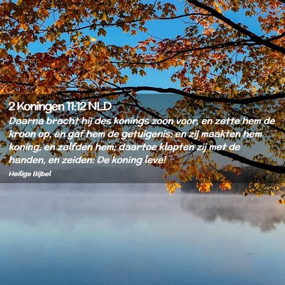 Picture 02 - 2 Koningen 11:12 NLD - Daarna bracht hij des konings zoon voor, en zette - Bible Verse Picture