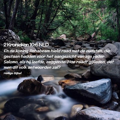 Picture 02 - 2 Kronieken 10:6 NLD - En de koning Rehabeam hield raad met de oudsten, - Bible Verse Picture