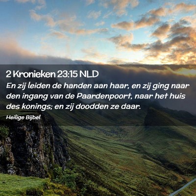 Picture 02 - 2 Kronieken 23:15 NLD - En zij leiden de handen aan haar, en zij ging - Bible Verse Picture