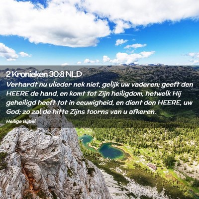 Picture 02 - 2 Kronieken 30:8 NLD - Verhardt nu ulieder nek niet, gelijk uw vaderen; - Bible Verse Picture