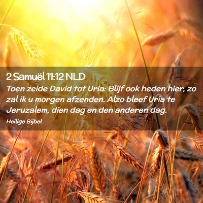 Picture 02 - 2 Samuël 11:12 NLD - Toen zeide David tot Uria: Blijf ook heden hier, - Bible Verse Picture