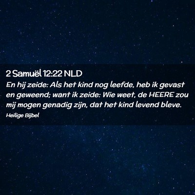 Picture 02 - 2 Samuël 12:22 NLD - En hij zeide: Als het kind nog leefde, heb ik - Bible Verse Picture