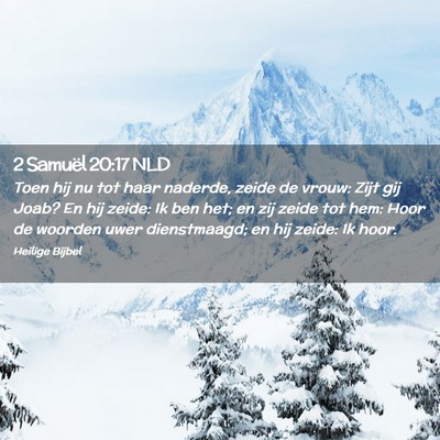 Picture 02 - 2 Samuël 20:17 NLD - Toen hij nu tot haar naderde, zeide de vrouw: - Bible Verse Picture